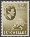 Click for more photos and details Seychelles 1938 KGVI Tortoise 2r25c Olive Chalky Mint SG148