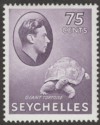 Seychelles 1942 KGVI Tortoise 75c Deep Slate-Lilac Mint SG145ab