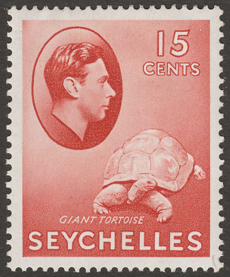 Seychelles 1941 KGVI Tortoise 15c Brown-Carmine Chalky Mint SG139a