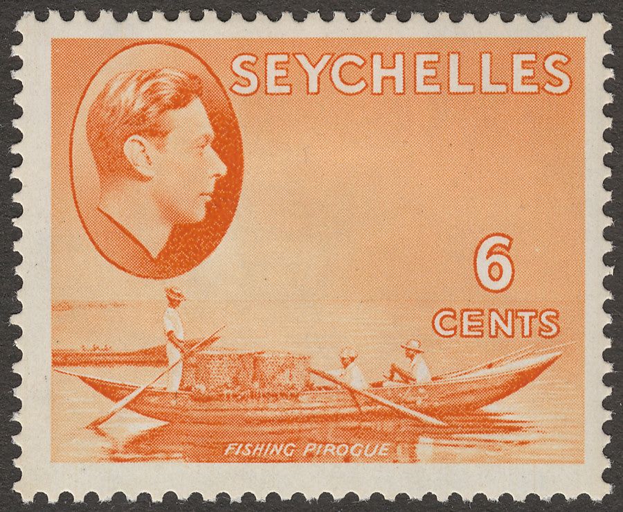 Seychelles 1938 KGVI Pirogue 6c Orange Mint SG137