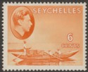 Click for more photos and details Seychelles 1938 KGVI Pirogue 6c Orange Mint SG137
