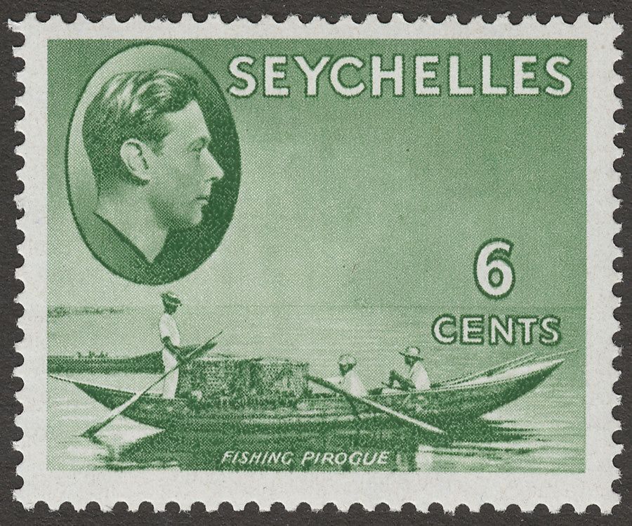 Seychelles 1941 KGVI Pirogue 6c Grey-Green Chalky Mint SG137a