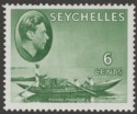 Click for more photos and details Seychelles 1941 KGVI Pirogue 6c Grey-Green Chalky Mint SG137a
