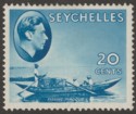Click for more photos and details Seychelles 1938 KGVI Pirogue 20c Blue Mint SG140