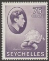 Click for more photos and details Seychelles 1941 KGVI Tortoise 75c Deep Slate-Lilac Chalky Mint SG145a