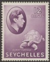 Click for more photos and details Seychelles 1938 KGVI Tortoise 12c Reddish Violet Mint SG139
