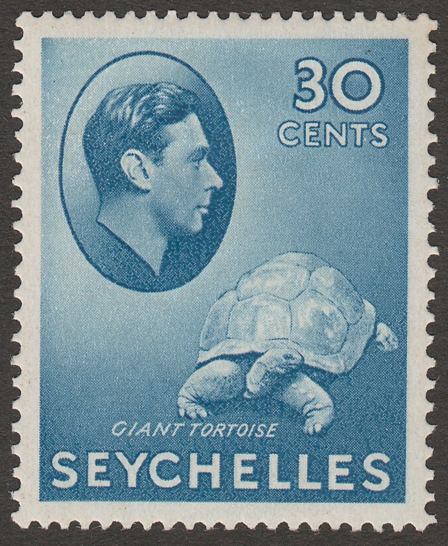 Seychelles 1941 KGVI Tortoise 30c Blue Chalky Mint SG142a