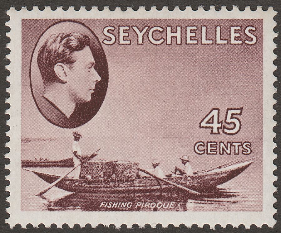 Seychelles 1938 KGVI Pirogue 45c Chocolate Chalky Mint SG143