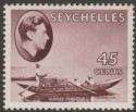Click for more photos and details Seychelles 1938 KGVI Pirogue 45c Chocolate Chalky Mint SG143