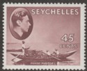 Click for more photos and details Seychelles 1949 KGVI Pirogue 45c Purple-Brown Chalky Mint SG143b