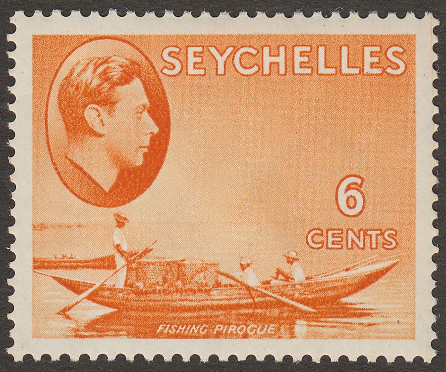 Seychelles 1938 KGVI Pirogue 6c Orange Mint SG137