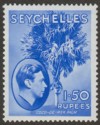 Click for more photos and details Seychelles 1938 KGVI Palm Tree 1r50c Ultramarine Chalky Mint SG147
