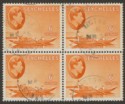 Click for more photos and details Seychelles 1938 KGVI Pirogue 6c Orange Block of Four Used SG137