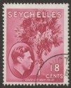 Click for more photos and details Seychelles 1949 KGVI Palm Tree 18c Rose-Carmine Used SG139cb