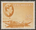 Click for more photos and details Seychelles 1941 KGVI Pirogue 20c Brown-Ochre Chalky Mint SG140a