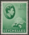 Click for more photos and details Seychelles 1938 KGVI Tortoise 3c Green Mint SG136
