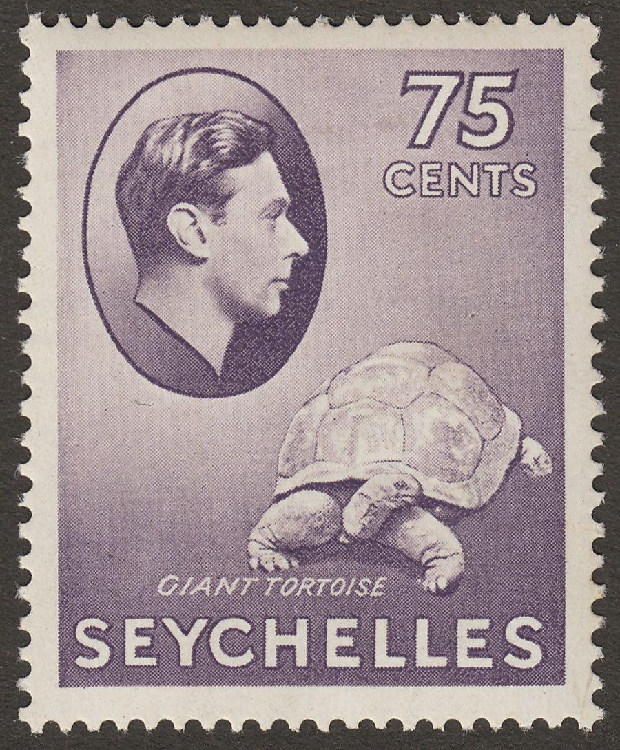 Seychelles 1941 KGVI Tortoise 75c Deep Slate-Lilac Chalky Mint SG145a