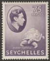 Click for more photos and details Seychelles 1941 KGVI Tortoise 75c Deep Slate-Lilac Chalky Mint SG145a