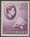 Click for more photos and details Seychelles 1938 KGVI Tortoise 12c Reddish Violet Mint SG139