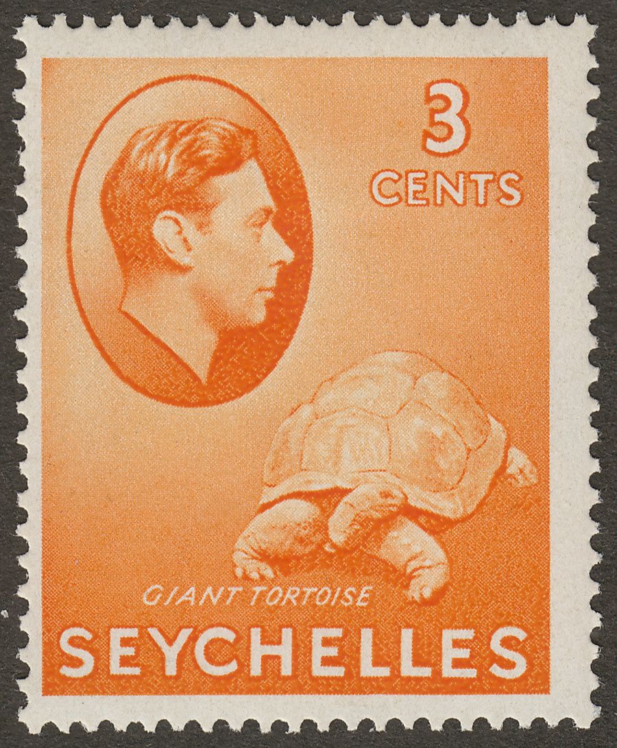 Seychelles 1941 KGVI Tortoise 3c Orange Chalky Mint SG136a