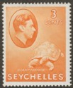 Seychelles 1941 KGVI Tortoise 3c Orange Mint SG136ab