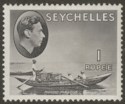 Click for more photos and details Seychelles 1941 KGVI Pirogue 1r Grey-Black Chalky Mint SG146a