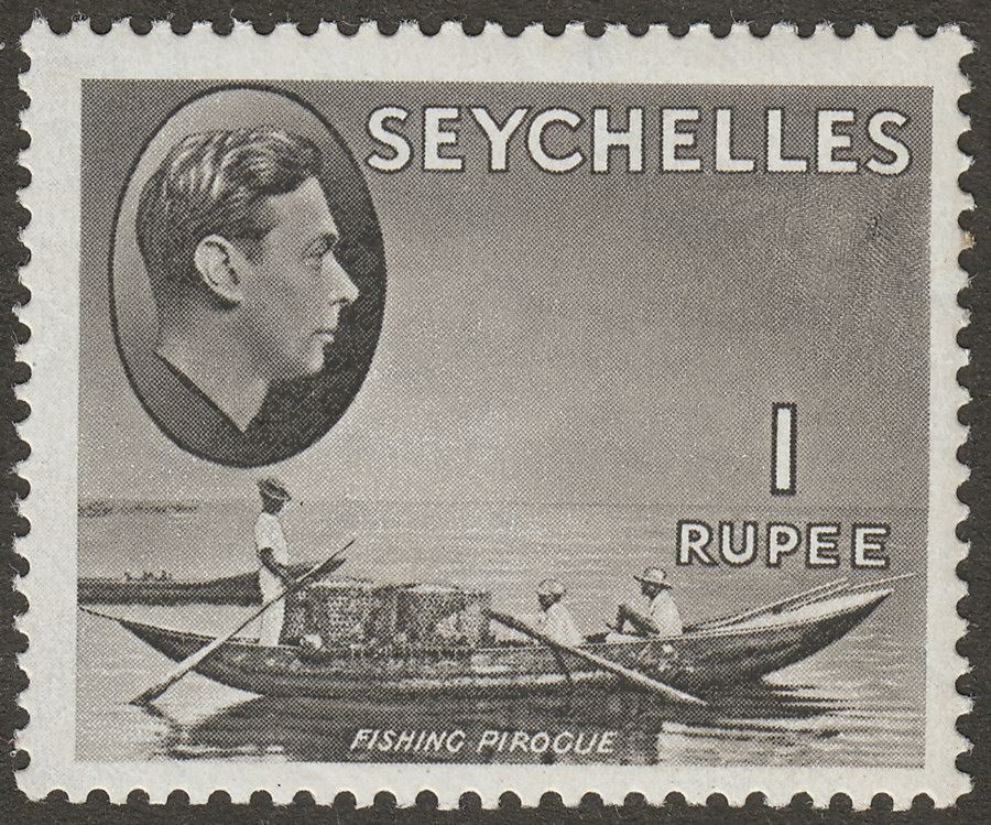 Seychelles 1942 KGVI Pirogue 1r Grey-Black Mint SG146ab