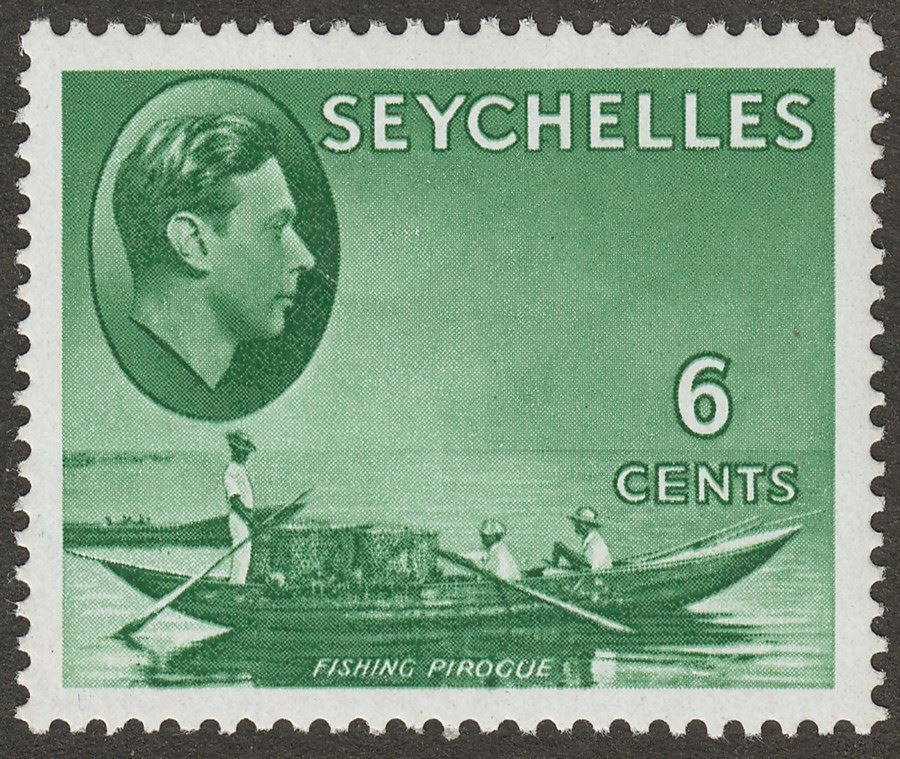 Seychelles 1949 KGVI Pirogue 6c Green Chalky Mint SG137c