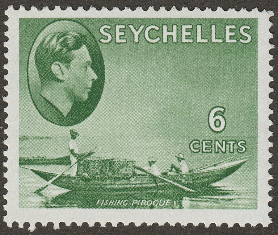 Seychelles 1941 KGVI Pirogue 6c Grey-Green Chalky Mint SG137a