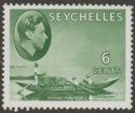 Click for more photos and details Seychelles 1941 KGVI Pirogue 6c Grey-Green Chalky Mint SG137a