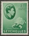 Click for more photos and details Seychelles 1938 KGVI Tortoise 3c Green Mint SG136