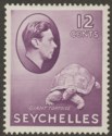 Click for more photos and details Seychelles 1938 KGVI Tortoise 12c Reddish Violet Mint SG139