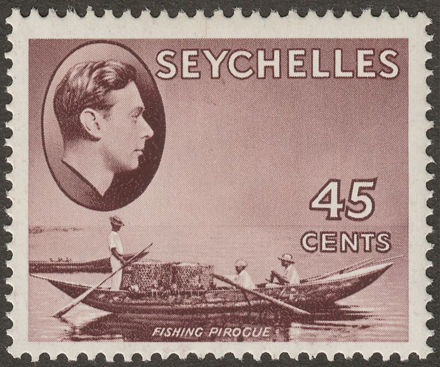 Seychelles 1938 KGVI Pirogue 45c Chocolate Chalky Mint SG143