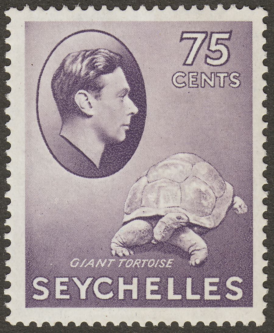 Seychelles 1941 KGVI Tortoise 75c Deep Slate-Lilac Chalky Mint SG145a