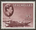 Click for more photos and details Seychelles 1942 KGVI Pirogue 45c Purple-Brown Mint SG143a