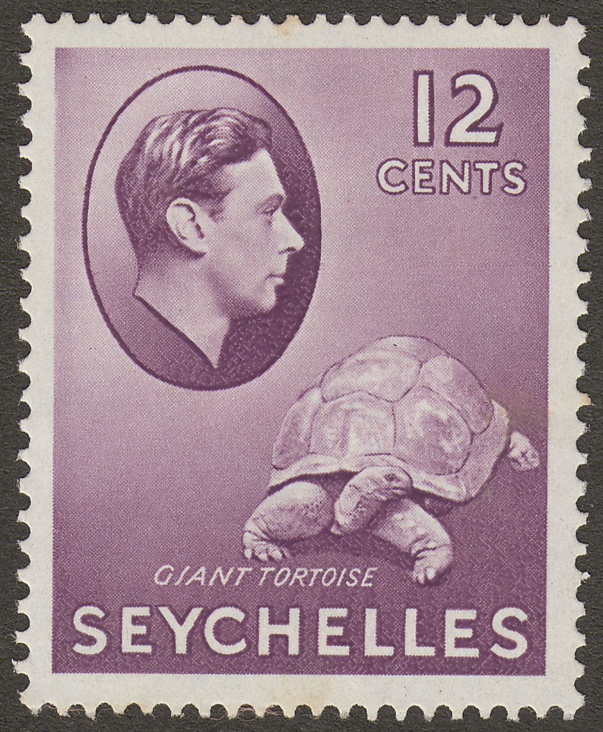 Seychelles 1938 KGVI Tortoise 12c Reddish Violet Mint SG139 cat £50 light tones