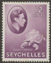 Click for more photos and details Seychelles 1938 KGVI Tortoise 12c Reddish Violet Mint SG139 cat £50 light tones