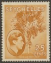 Click for more photos and details Seychelles 1938 KGVI Palm Tree 25c Brown-Ochre Mint SG141 cat £50