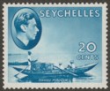 Click for more photos and details Seychelles 1938 KGVI Pirogue 20c Blue Mint SG140 cat £45