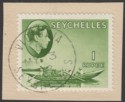 Click for more photos and details Seychelles 1938 KGVI Pirogue 1r Yellow-Green Used SG146