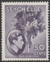 Seychelles 1938 KGVI Palm Tree 50c Deep Reddish Violet Chalky Mint SG144