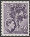 Click for more photos and details Seychelles 1938 KGVI Palm Tree 50c Deep Reddish Violet Chalky Mint SG144