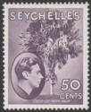 Seychelles 1942 KGVI Palm Tree 50c Deep Reddish Violet Mint SG144a