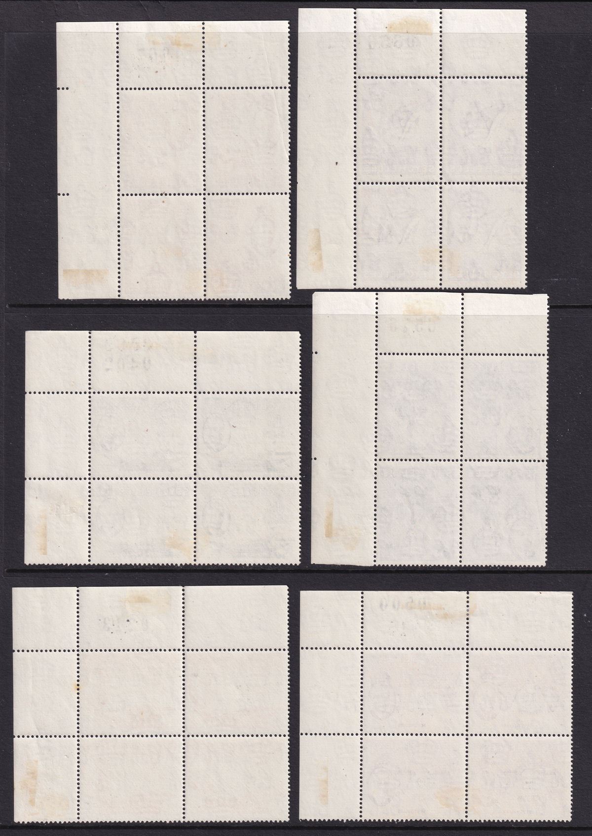 Seychelles 1952 KGVI Block Set to 1r with Sheet Numbers Mint SG158-168