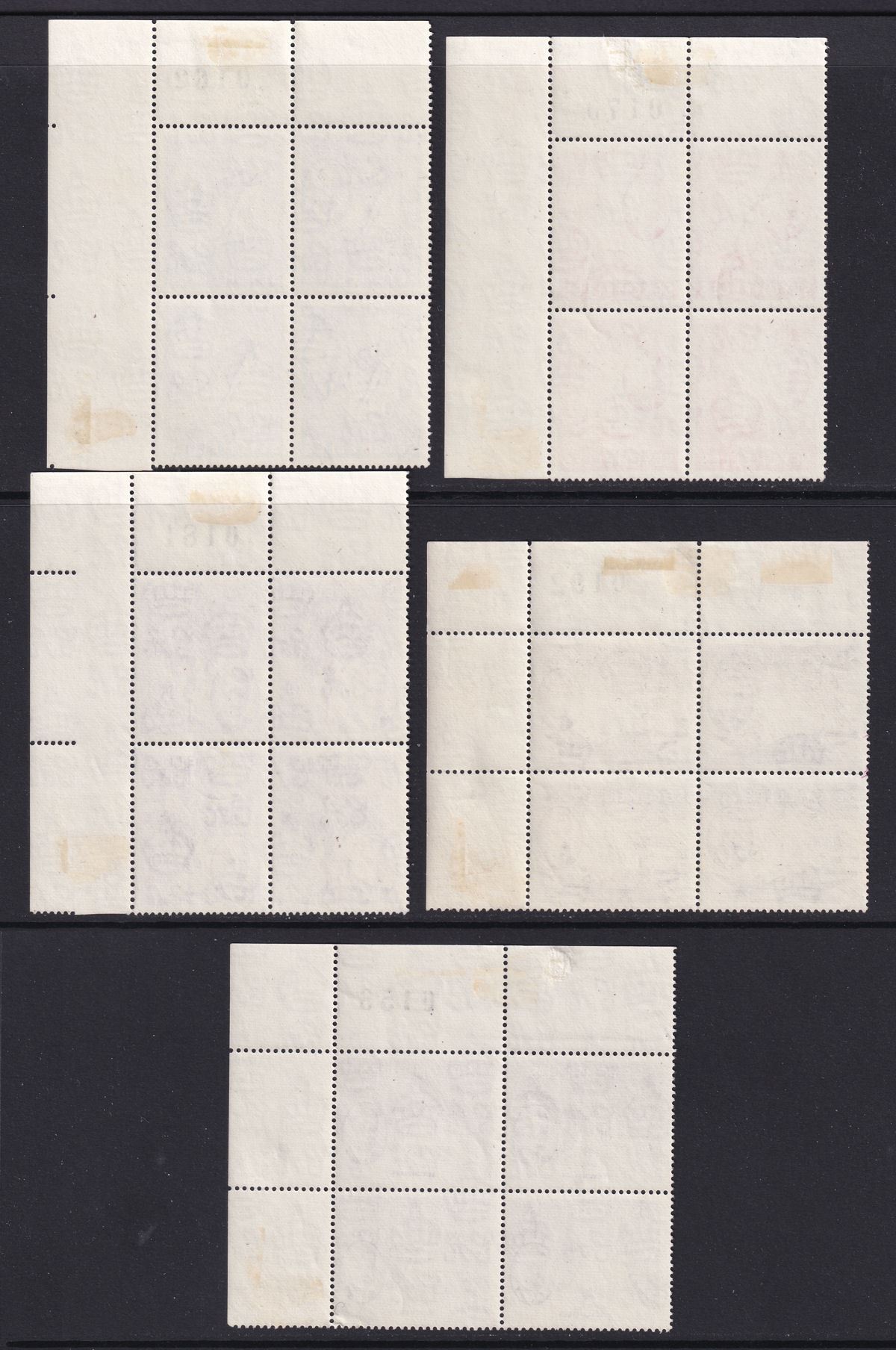 Seychelles 1952 KGVI Block Set to 1r with Sheet Numbers Mint SG158-168