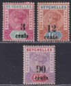 Seychelles 1893 Queen Victoria Surcharge Part Set to 90c Mint cat £90 - toning
