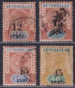 Seychelles 1893 Queen Victoria Surcharge Part Set to 45c Used cat £28