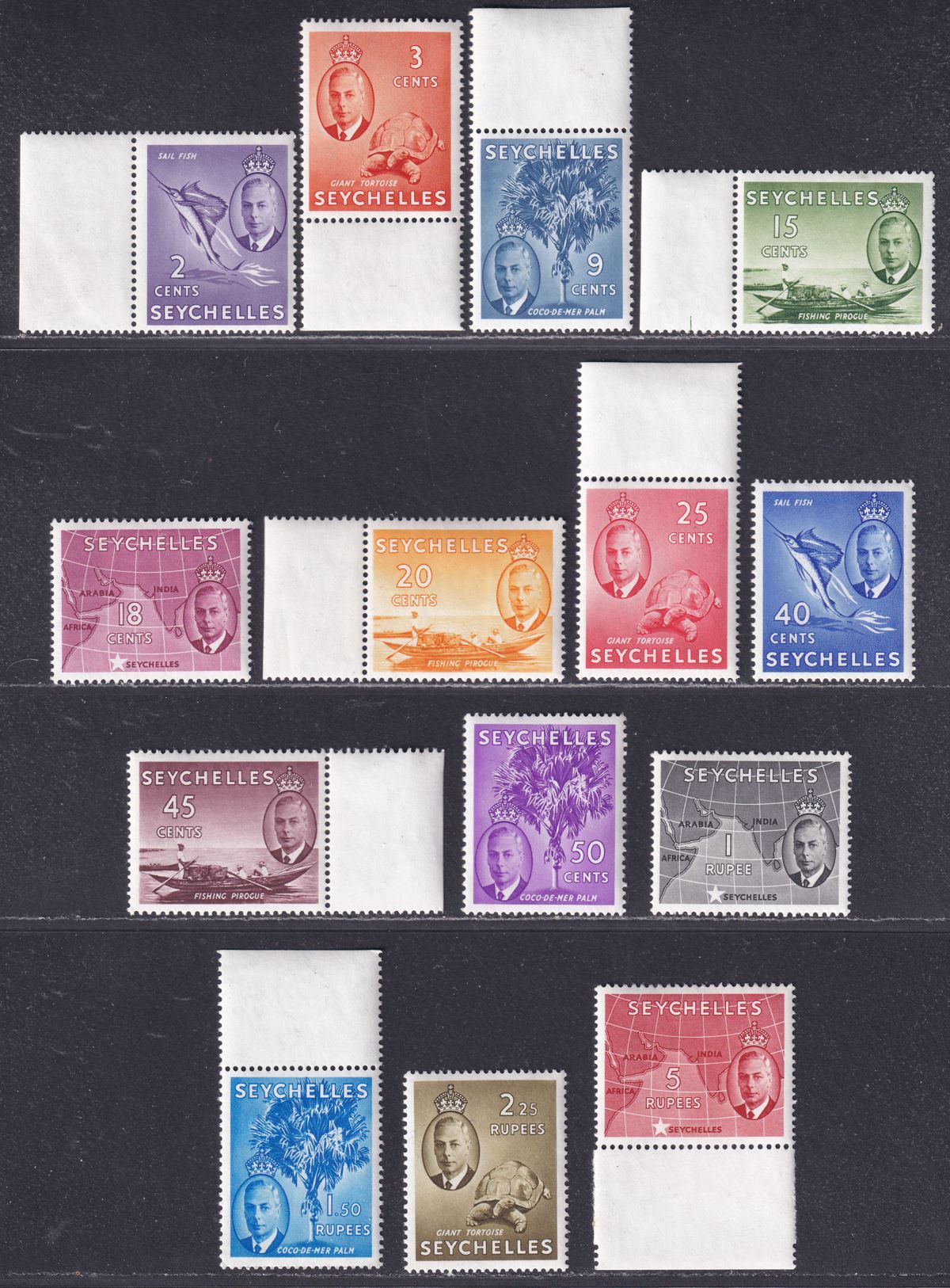 Seychelles 1952 King George VI Set to 5r UM Mint SG158-171 cat £60 MNH
