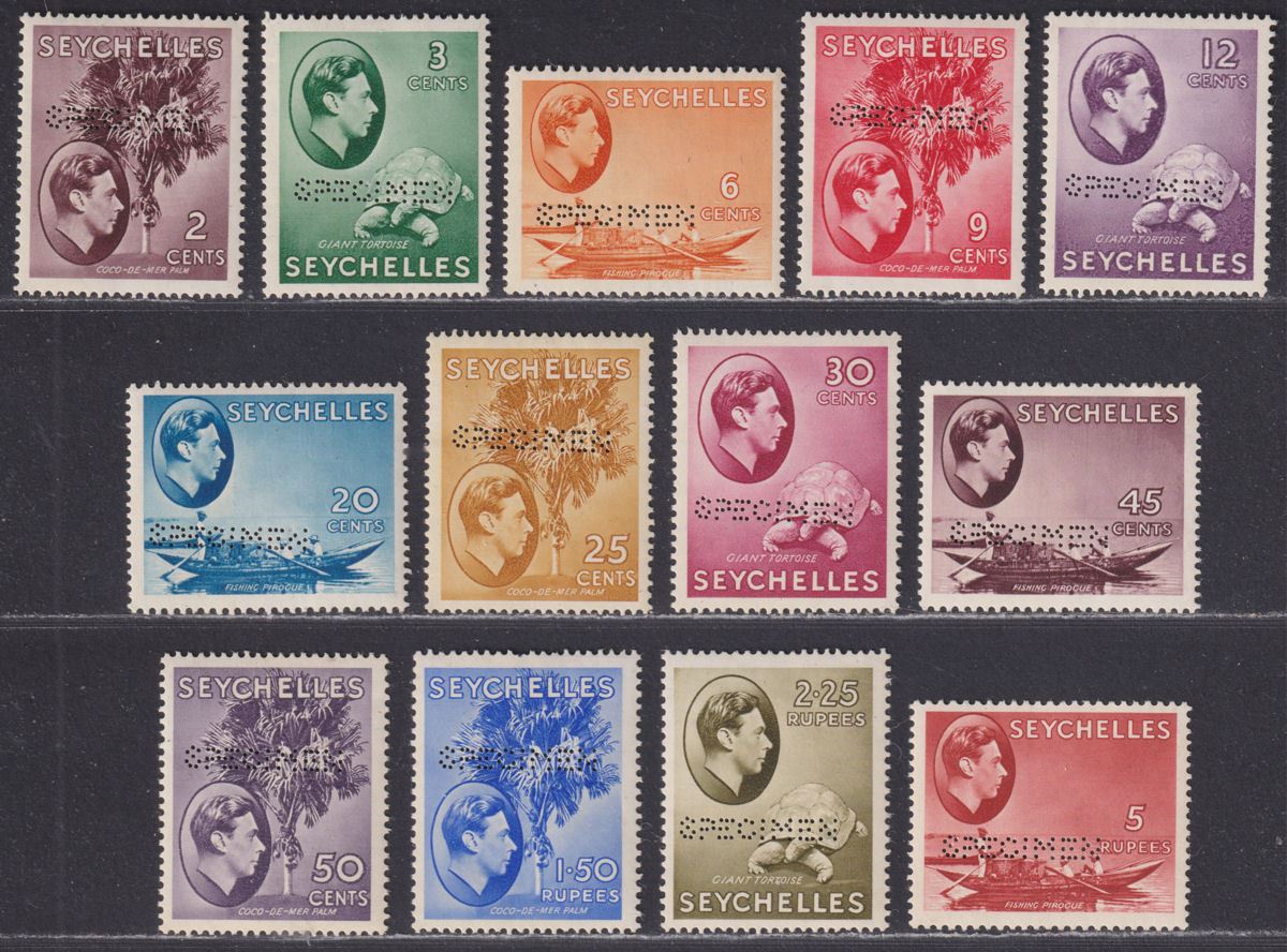 Seychelles 1938 King George VI SPECIMEN Perf Part Set to 5r Mint