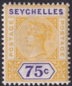 Seychelles 1900 QV 75c Yellow and Violet Mint SG33 cat £55
